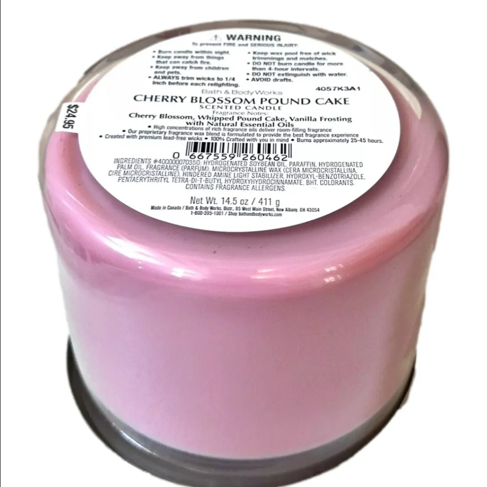 Bath & Body Works Cherry Blossom Pound Cake Candle 3 Wick Candle